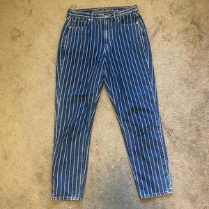 American Eagle High-Waisted Striped Mom Jeans